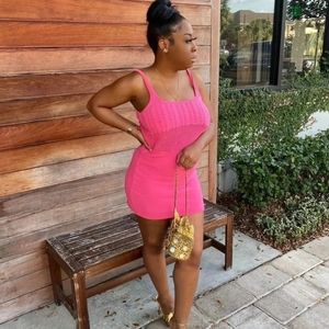 Pink Crocheted Mini Dress